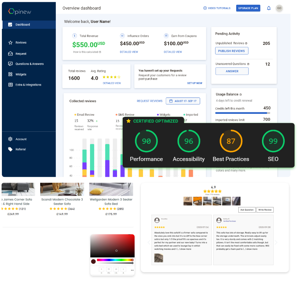 Inbox user interface