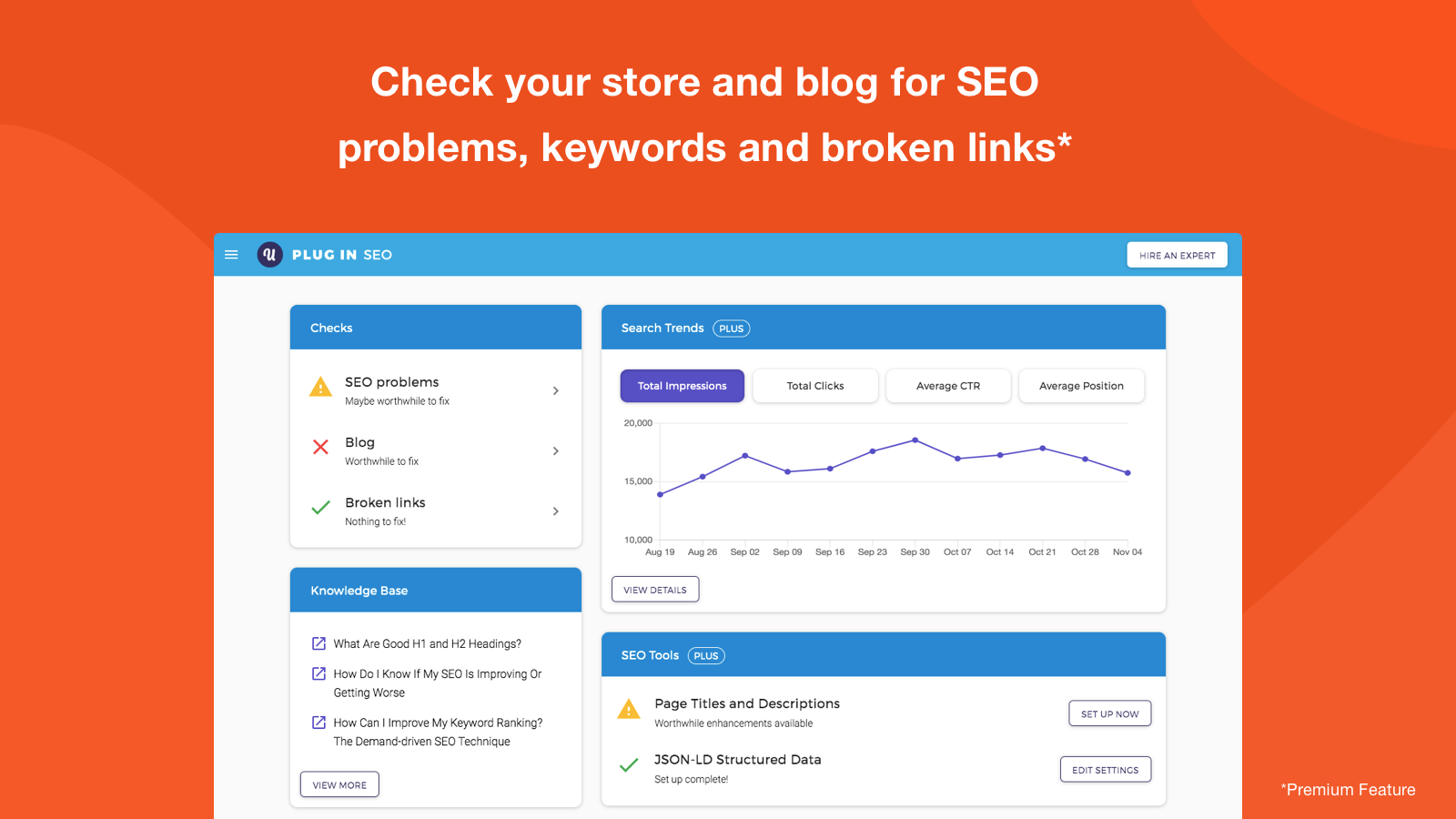 Super easy to set up and use, PluginSEO will help you with everything you need to improve your Google ranking, drive organic traffic to your shop and manage SEO optimization.