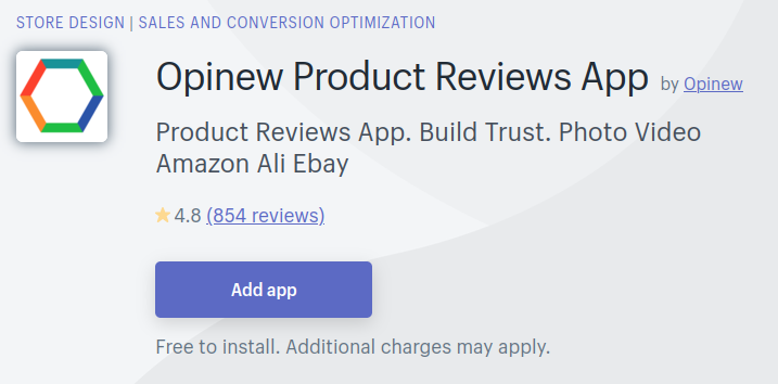 Shopify App Store - Opinew Product Reviews App