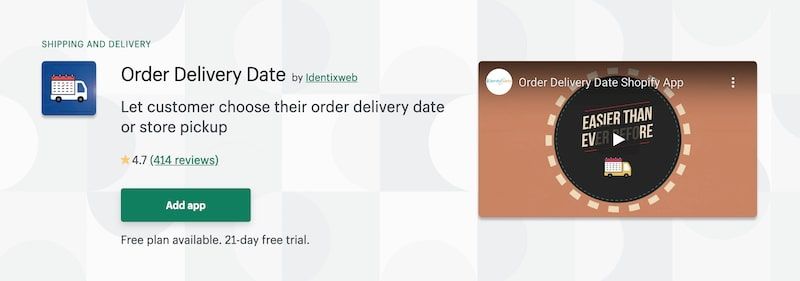 Order Delivery Date