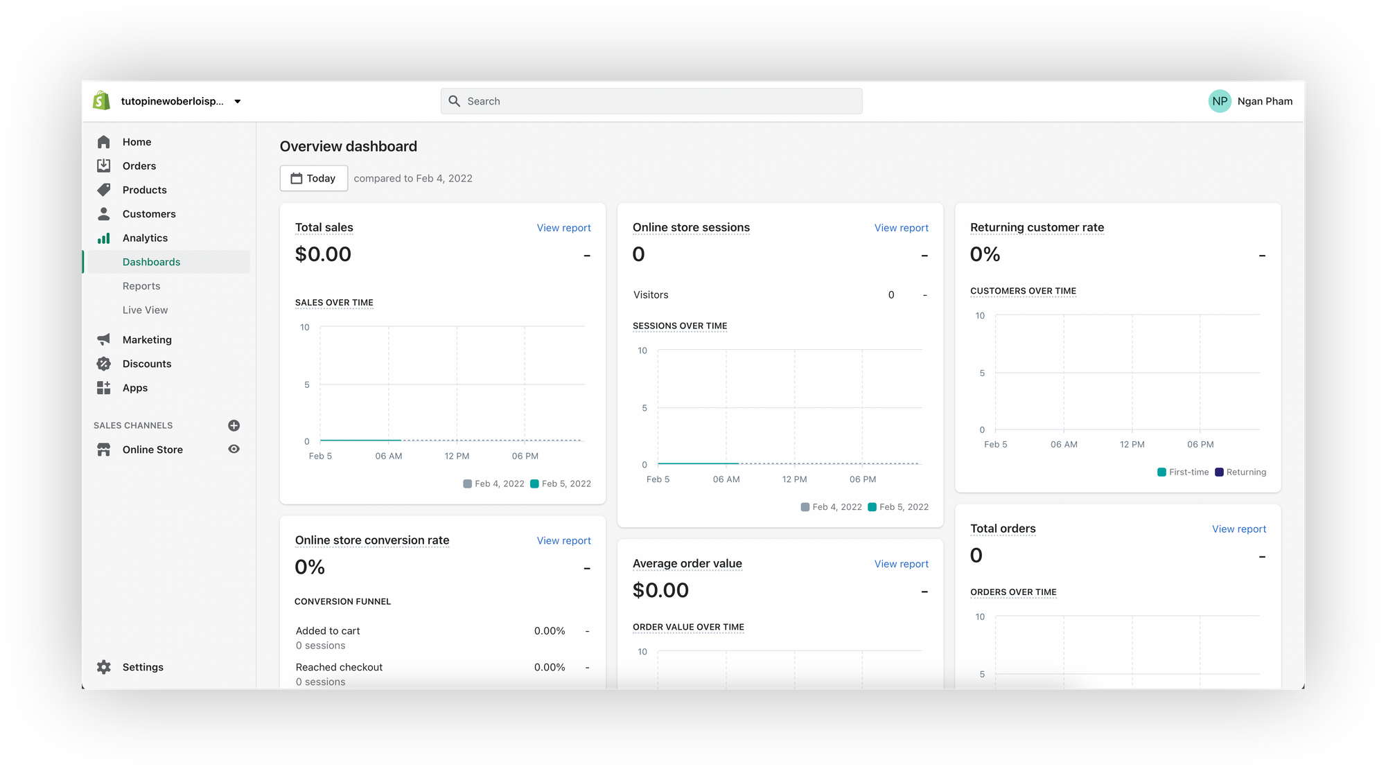 Shopify's Dashboard