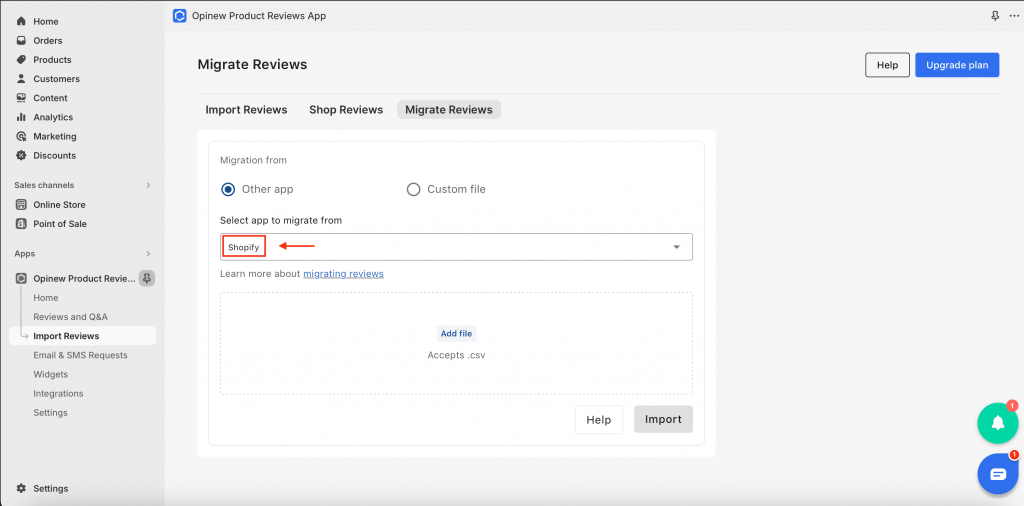 migrate reviews from Shopify Product Reviews to Opinew