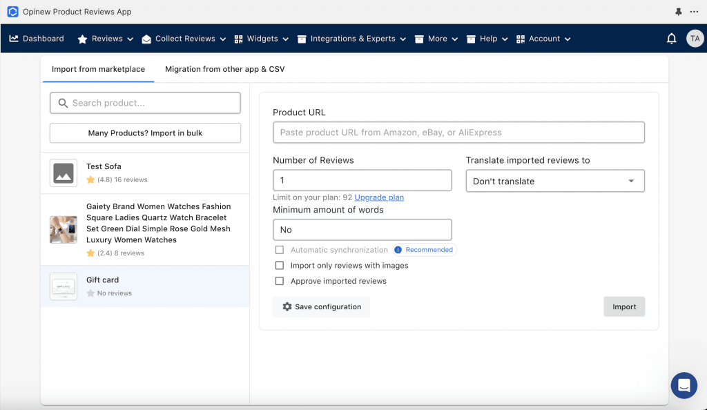 Import product reviews to Shopify