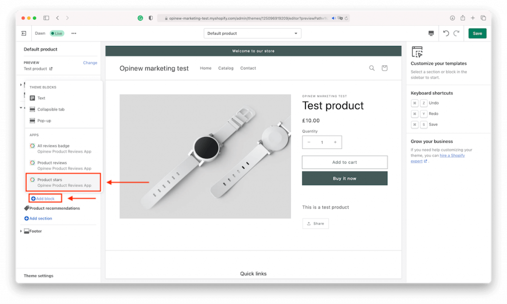 Step 2: Add Product stars rating to your Shopify product page