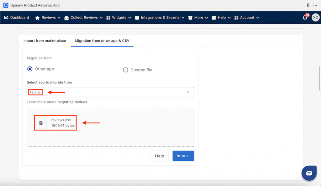 migrate reviews from feraai to Opinew