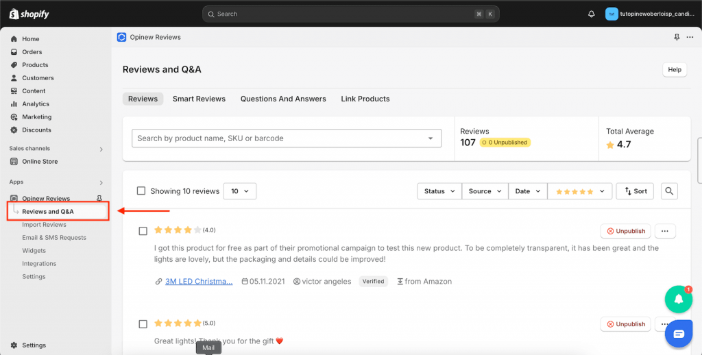 Open Opinew and Reviews and q and a